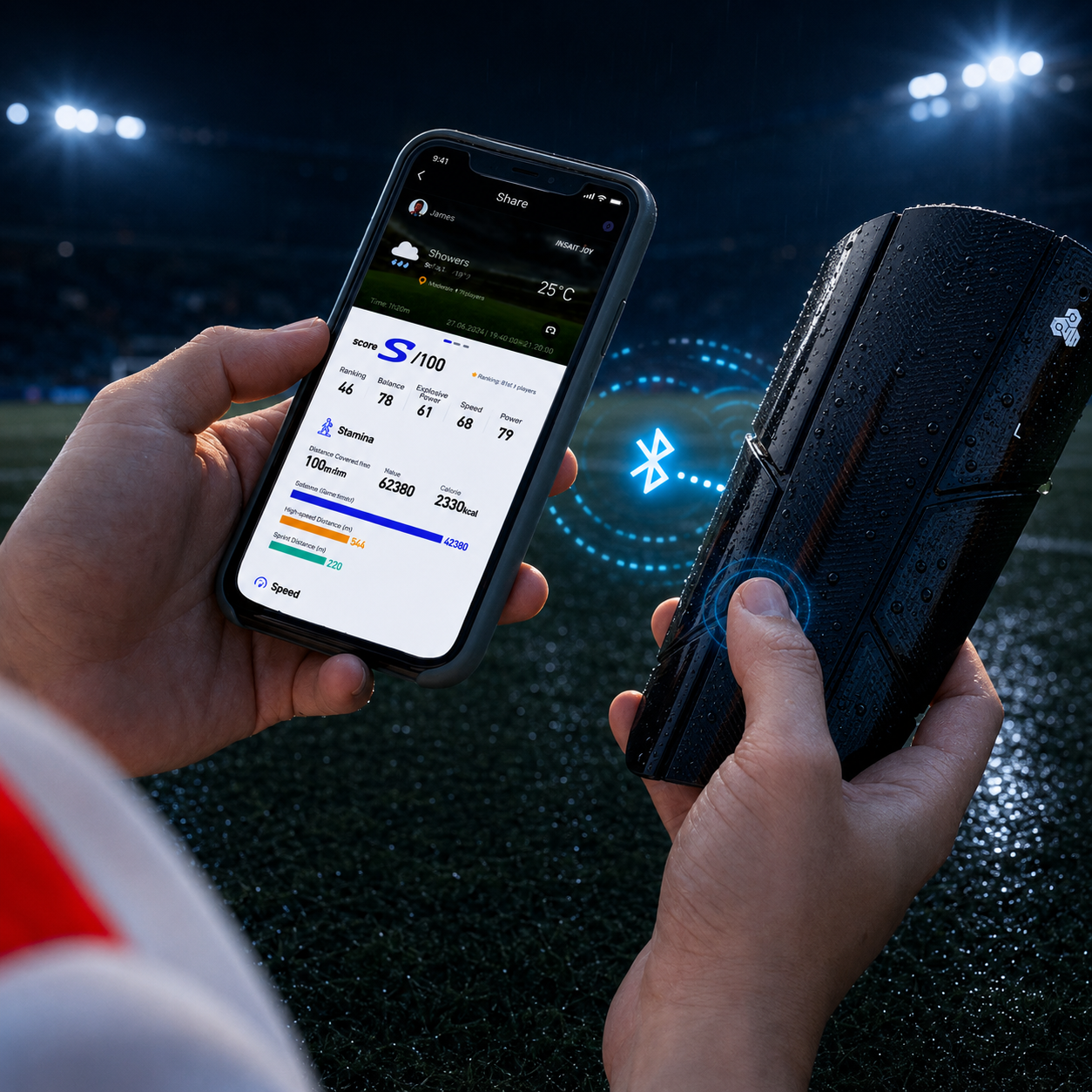 INSAIT JOY Smart Shinguard with weather resistance, Bluetooth connection and fast app synchronization